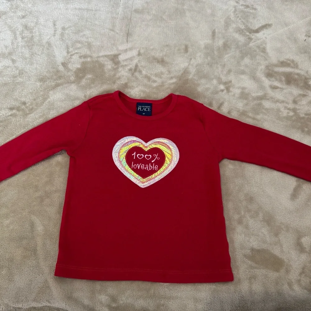 The Children Place Valentines heart embroidered girls size 4T(PreLoved)